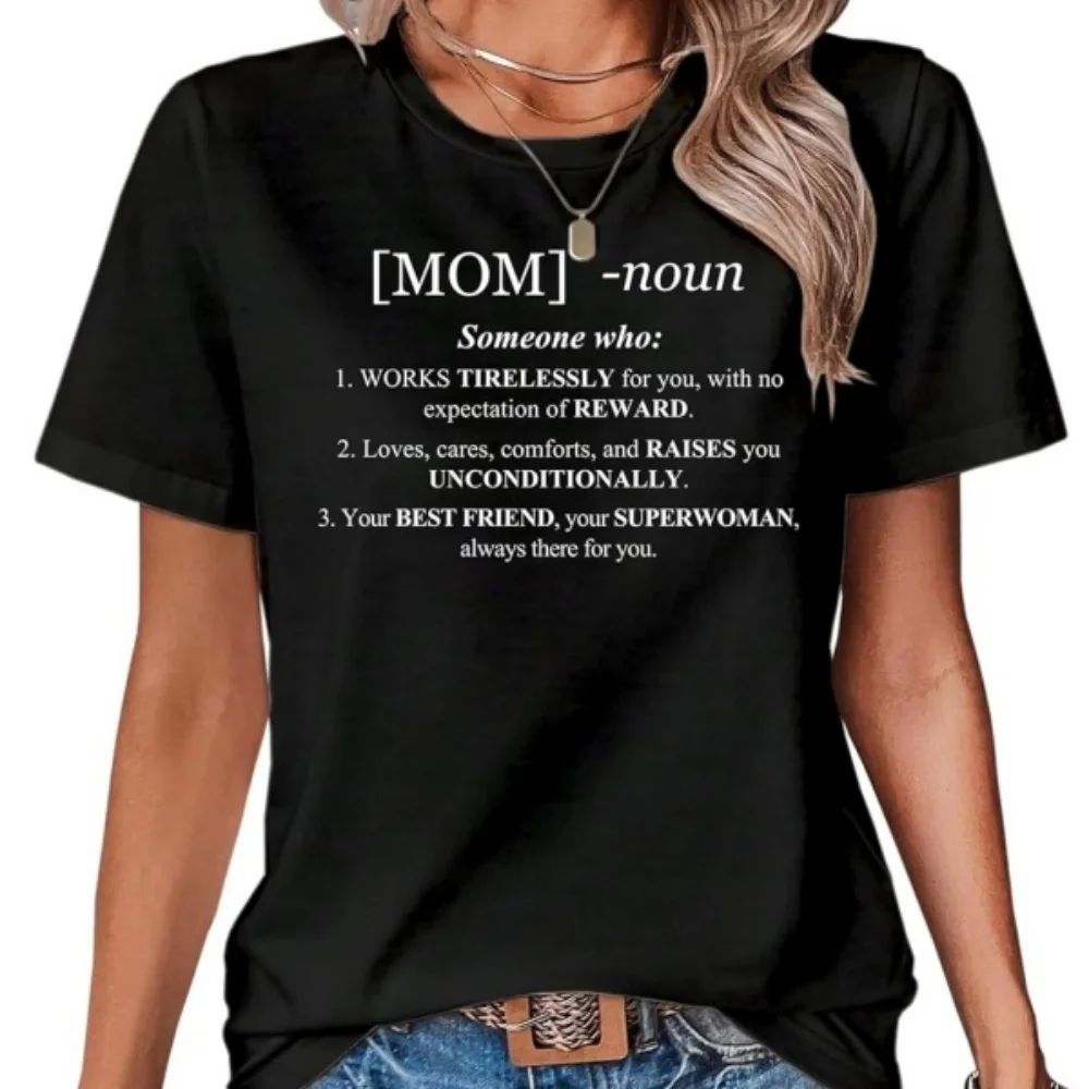 Mom Shirt for Women Mother Definition Print Tshirt Short Sleeve Mothers Day T-Shirt Graphic Tee Tops