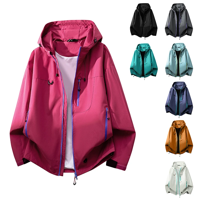 

ex Outdoor Climbing Jaet Windproof Waterproof Tee-in-One Casual Sportswear Polyester Fiber Long Sve Zipper Closure...