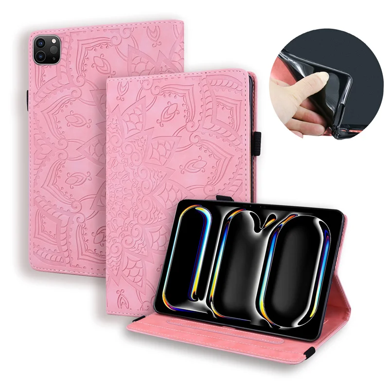 3D Flower Embossed for iPad Air 11 2024 Case M2 PU Leather Book Cover Tablet for Funda iPad Air 6 Generation 11 inch 2024 Case