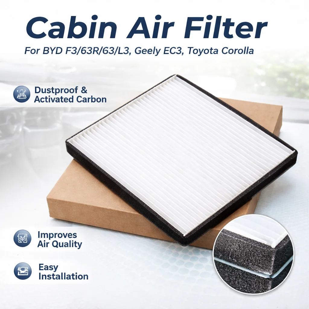 Filtro de Cabina Antipolvo de Carbón Activado para BYD F3/F3R/G3/G3R/L3, Geely EC7/Vision, Chery Tiggo, Toyota Corolla, Repuestos de Auto
