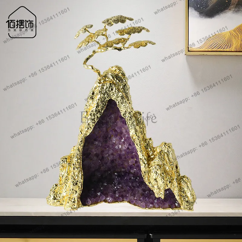 Amethyst Lucky Jinshan Ornament Entry Entrance Living Room Wine Cabinet Light Luxury High-end Crafts