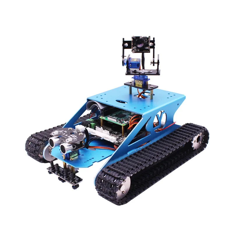 Yahboom Blue Aluminum Alloy Raspberry Pi Robot Kit With WiFi Video Camera For Raspberry Pi 4B Support APP Remote Control