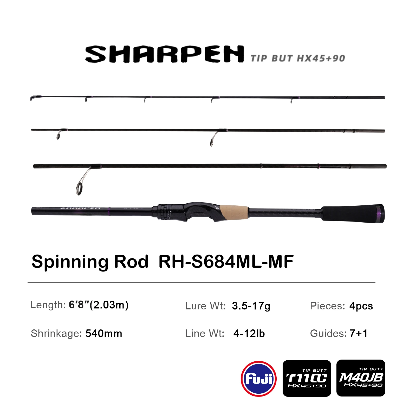 PURELURE SHARPEN Soft Lure Long Spinning and Casting XF/MF Action Rods FUJI Components Bass Pike Rod Angelrute Spinnrolle