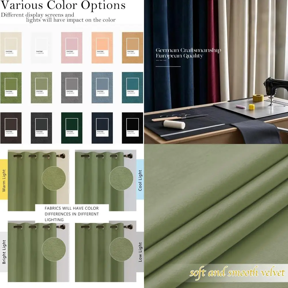 

Thermal Insulated Sage Green Velvet Curtains, 96 Length, Grommet Top, 2 Panels, 52 Wide