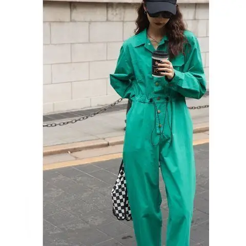 Nieuwe Tooling Jumpsuit Dames Lente Koreaanse Versie Losse En Dunne Groene Jumpsuit Jumpsuit Jumpsuit Voor Dames