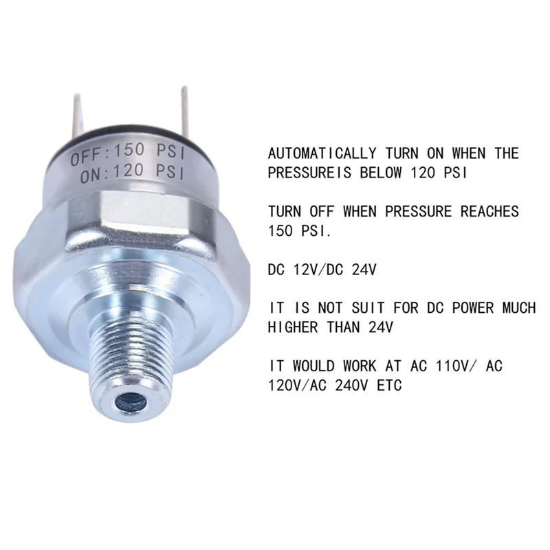 

ABRB-6X Air Pressure Switch 120-150 PSI Pressure Switch 1/8In-27 NPT DC24V 12V Pressure Switch Air Compressor Pressure Switch