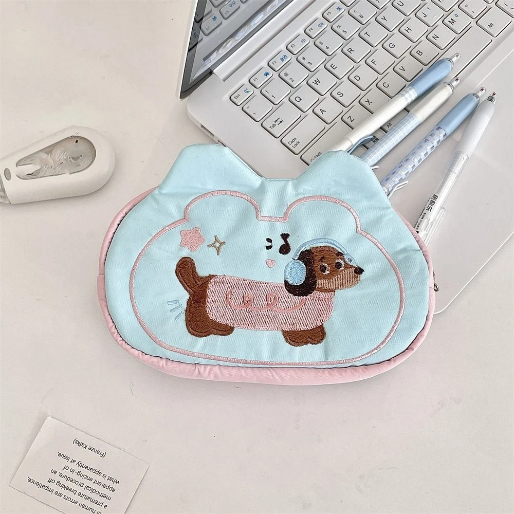 Puppy Mini Cosmetic Bag Multifunctional Candy Color Stationery Holder Bag Pouch for Make Up Kit Soft Cartoon Pencil Case Travel