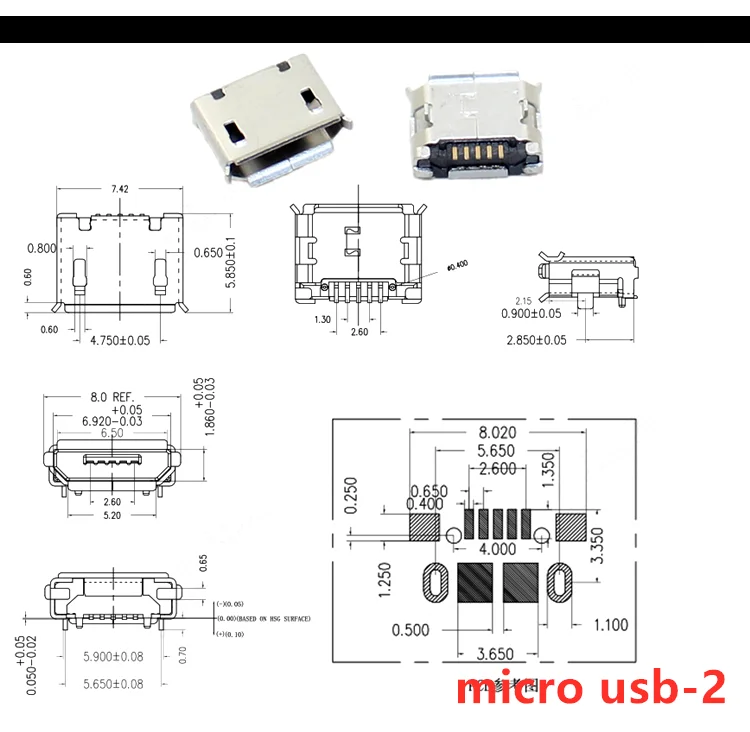 10PCS 5Pin Micro USB SMD SMT Female Connector For Mobile Phone Mini USB Jack PCB Welding Socket