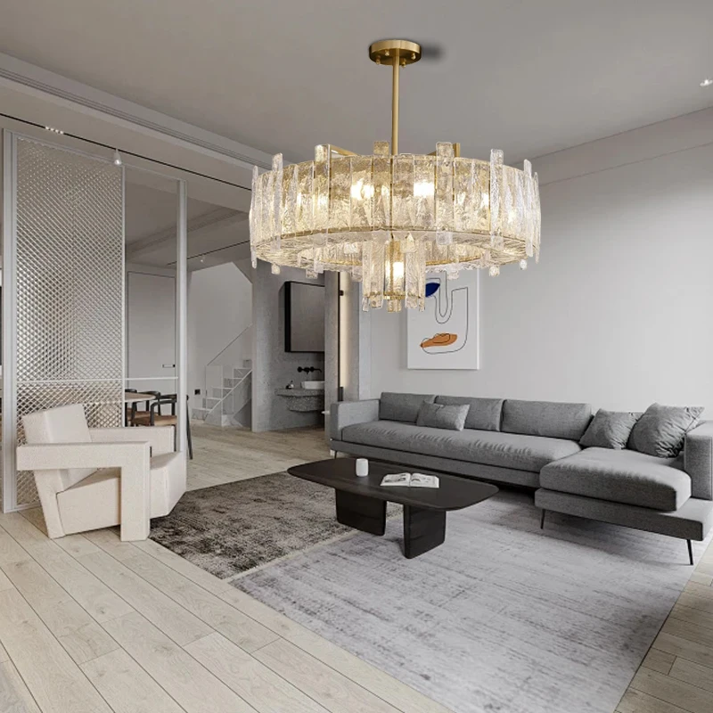 زجاج مستدير فاخر ثريا تركب بالسقف أضواء ديكورات المنزل Hanglamp غرفة حديثة لامبارا الداخلية مصباح معلق كبير