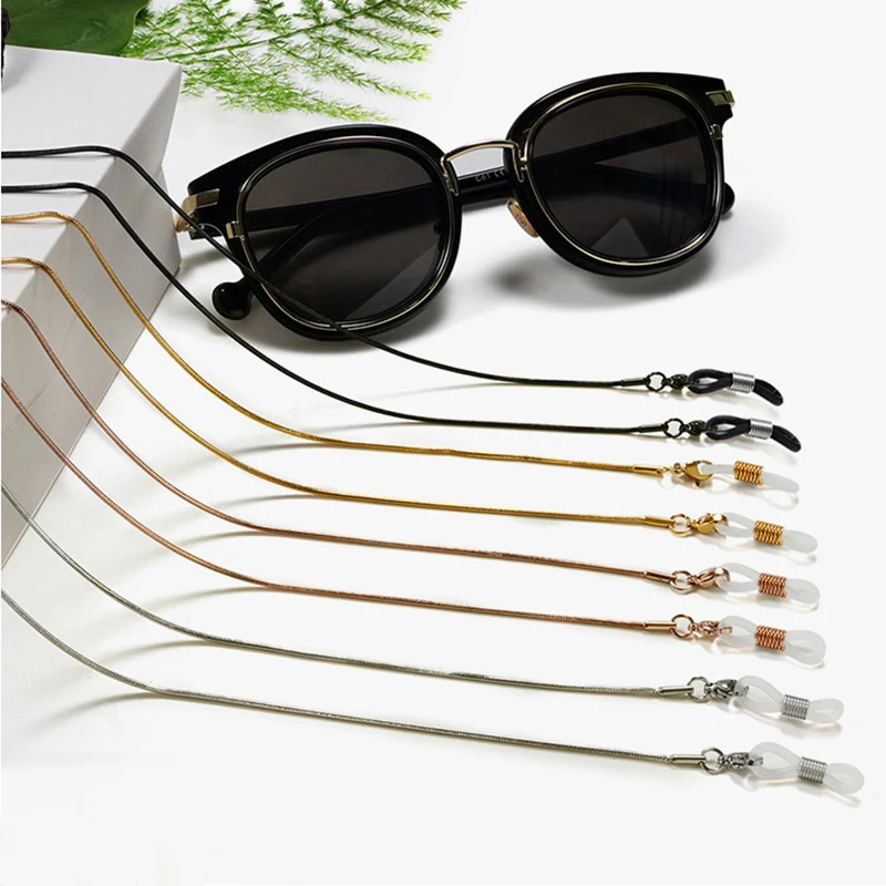 Simple Snake Chain for Glasses Mask Lanyard Women Men Soft Black Silver Color Sunglasses Chains Eyewear Cord Strap Accessories