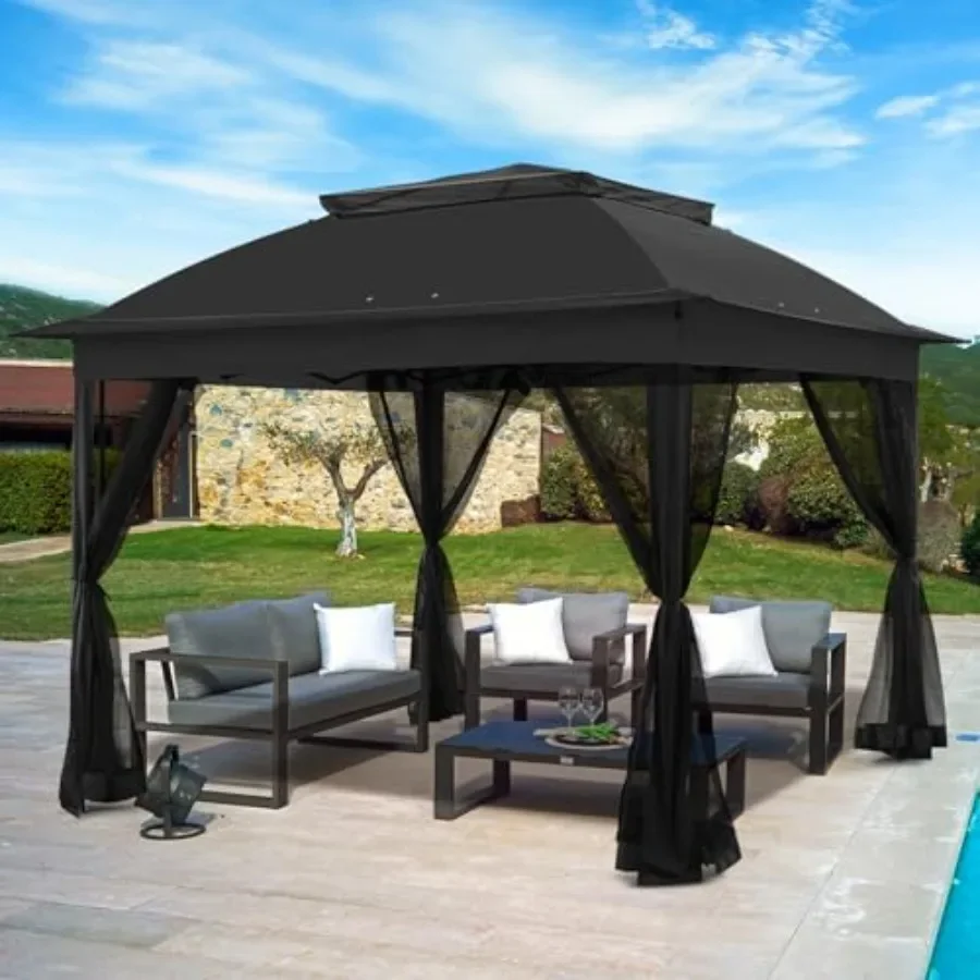 11x11 Pop Up Gazebo Tent with Mesh Netting  Outdoor  with UPF 50+ UV Protection Water Resistant