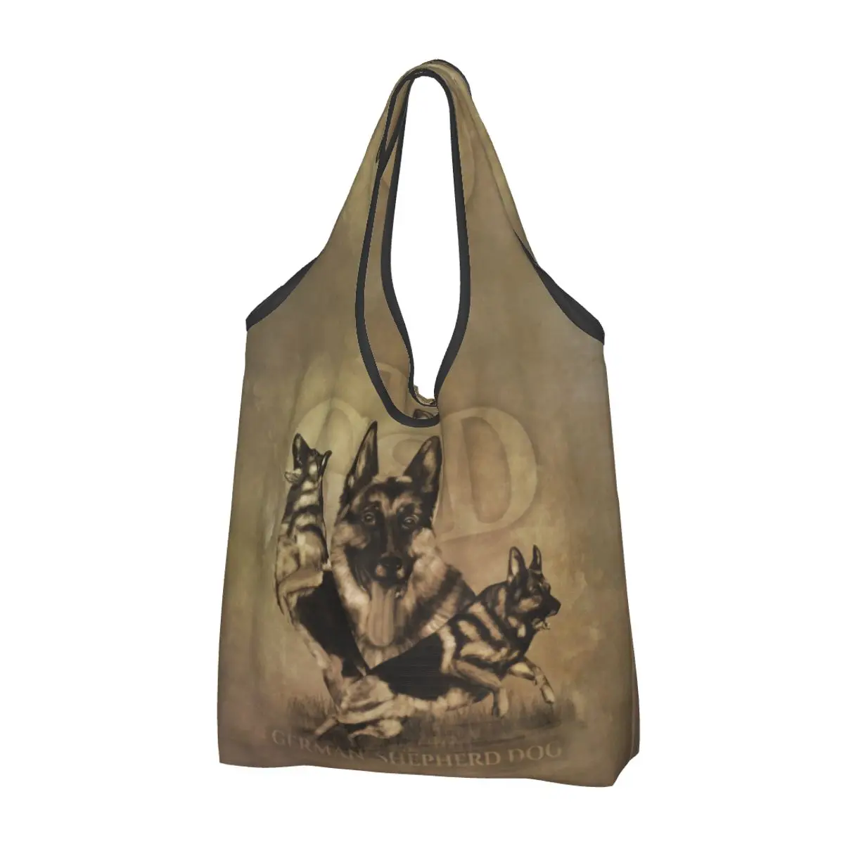 Cute Printing German Shepherd Dog Shopping Tote Bags Portable Shopper Shoulder GSD Animal Handbag