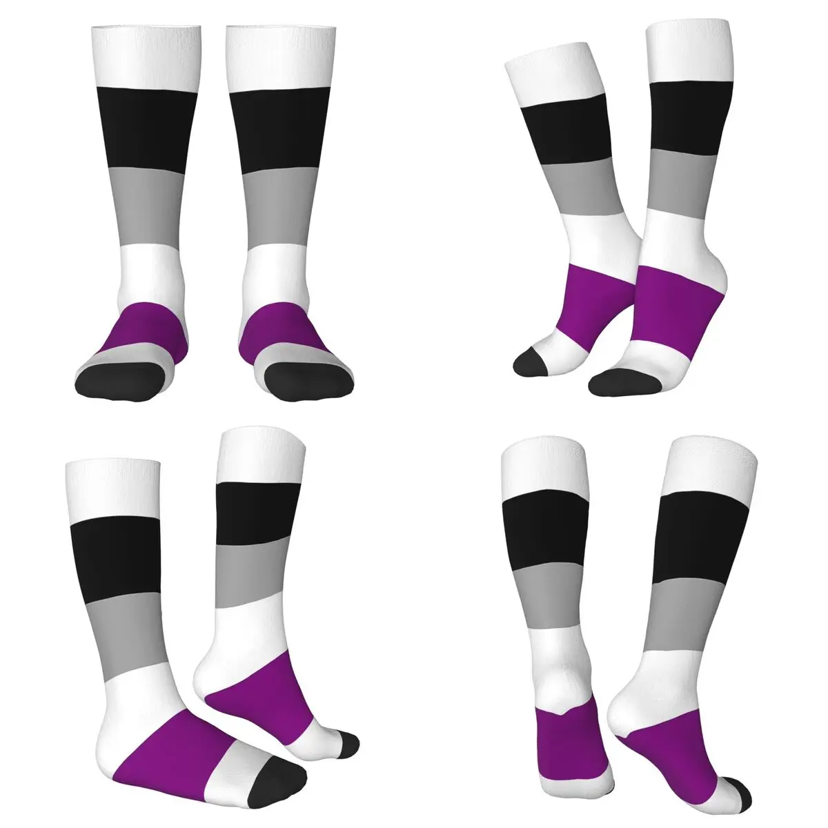 

Всесезонные носки с асексуальным флагом, носки в стиле Харадзюку, повседневные чулки для мужчин и женщин