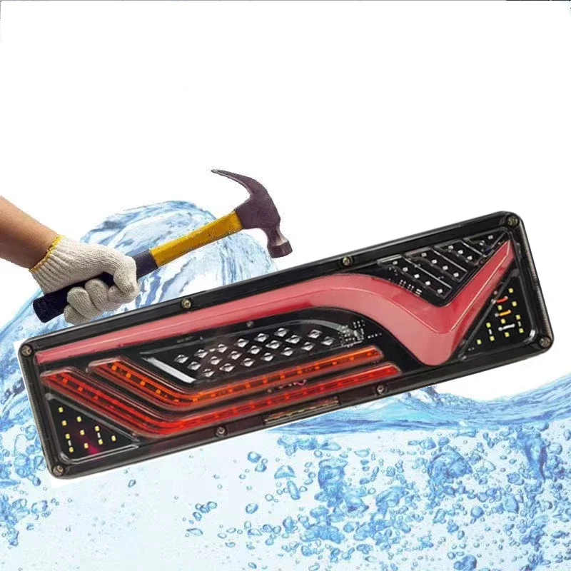 

2X 12/24 В задний фонарь для грузовика, водонепроницаемый противоударный светодиодный указатель поворота для проточной воды, стоп-сигналы, задний грузовик, автобус, прицеп, противотуманные фары