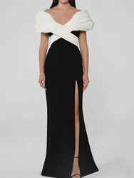 Customized Sizes Available Jersey Pleat Trumpet Off-the-shoulder  Midi Dresses Prom Dresses Classic Exquisite Modern Style Pastr