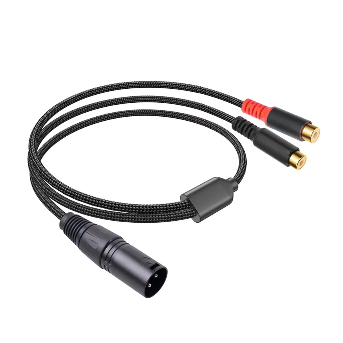 DTC5 XLR Male to 2 Y Splitter Patch Cable, Dual to XLR Audio Cable Adapter for Speaker Condenser Mixer