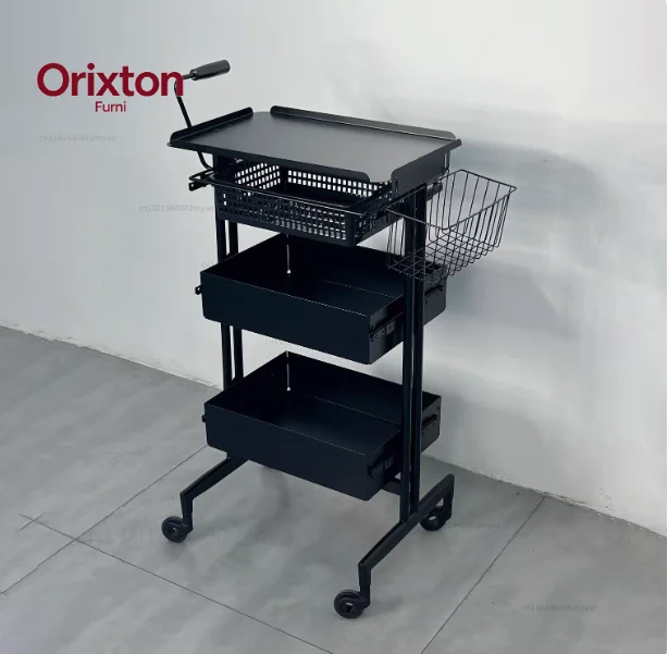 Modern Stainless Steel Beauty Salon Trolley With 4-Wheel Movable Design Multifunctional Hair Salon Cart