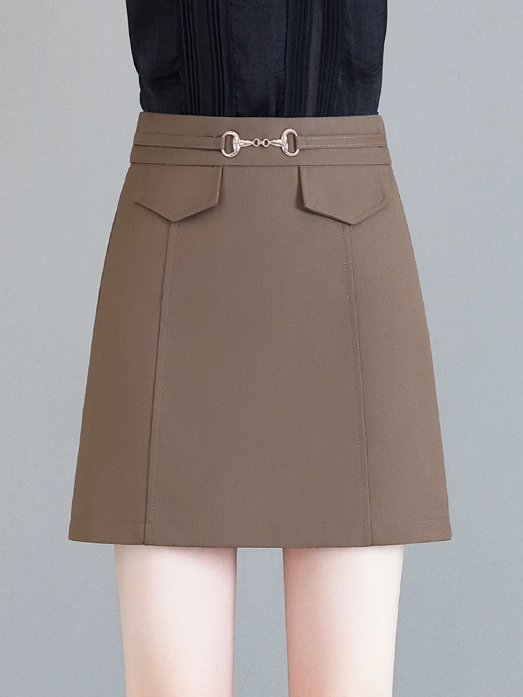 

High Waist A-Line Skirt Women's Suit Summer New Style Slimming One-Step Wrap Bodycon Short Skirt Korean Style Commute
