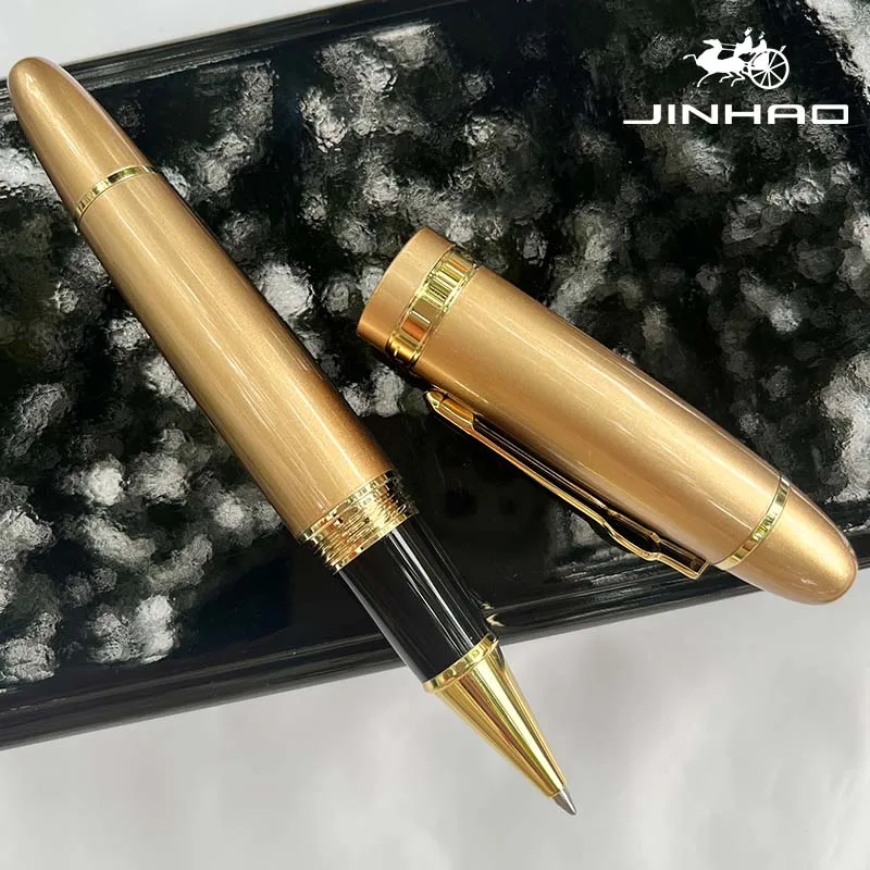 قلم Jinhao 159 ذو أسطوانة كبيرة مع مشبك ذهبي كتابة سلسة لهدية الأعمال (حبر أسود)