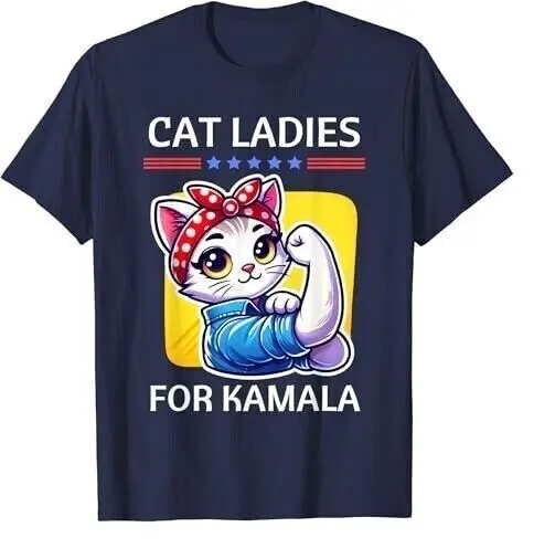 Cat Ladies For Kamala Harris 2024 Funny Childless Cat Lady T-Shirt