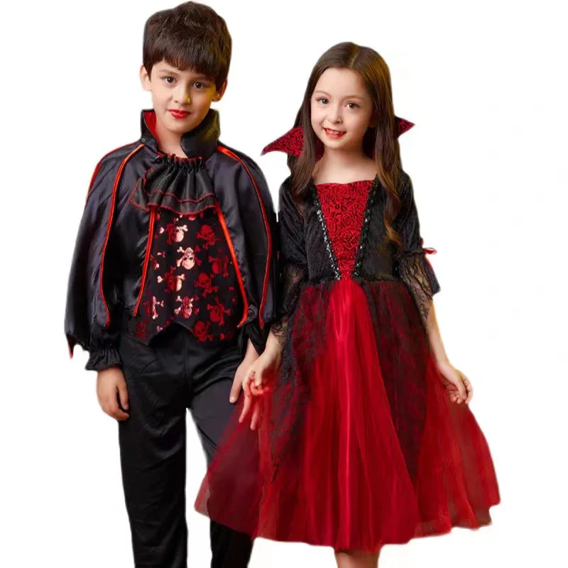 Halloween Witch Costume Girl Witch Boy Makeup Ball Elf Princess Dress Witch Girl Vampire Cosplay Carnival Party Cosplay