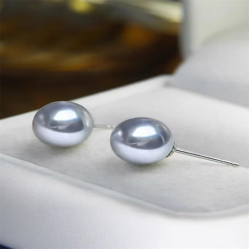 Senlissi – Ohrstecker aus 18 Karat Nadel, natürliche Rio-Grauperle, 4–12 mm und 925er Sterlingsilber, für Damen, Schmuck, Geschenke – Detail 7