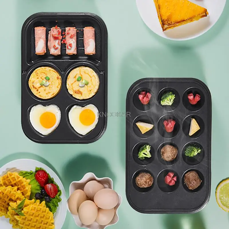 Ovos elétricos torrados máquina de hambúrguer feijão vermelho bolo crepe fabricante mini torta panqueca cozimento ovo frito omelete frigideira