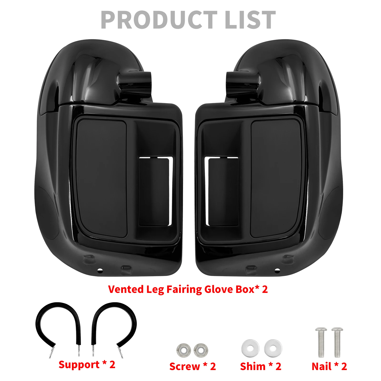 صندوق قفازات الساق باللون الأسود اللامع بفتحات تهوية مناسبة لدراجة Harley للتجول في شارع الإنزلاق FLHX لـ Road Glide FLTRX 14-23 #6