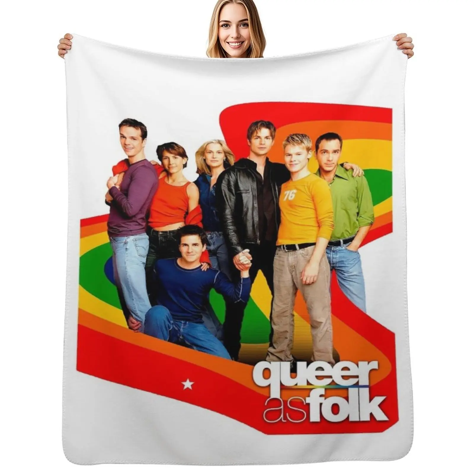 

Queer as folk Rainbow version Throw Blanket Lightweight Warm Blanket for Travel Camping