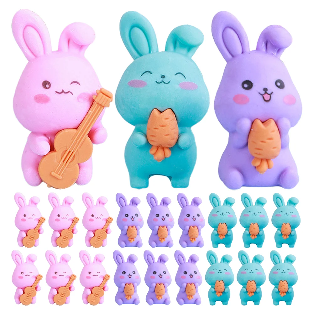 36 Pcs Shaped Erasers Cartoon Bunny Design for Study Drawing School Students Fun Portable Toy Gift Reward Multi Function