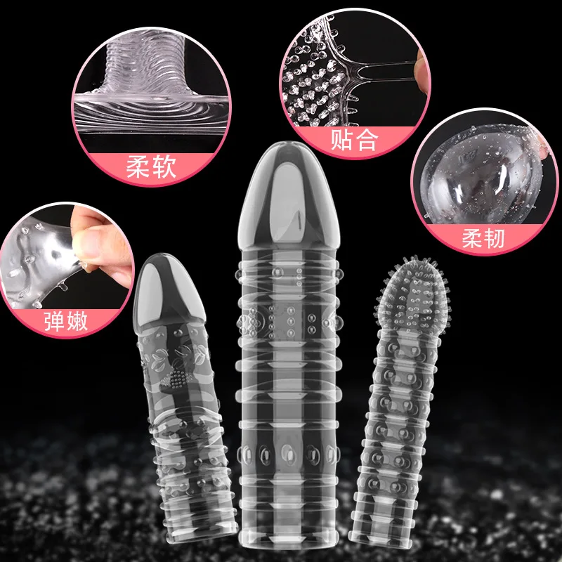 Sex toys Condom with Spikes Extension Reusable Condom Penis Sleeve Male Enlargement Time Delay Spike Clit Crystal Condoms