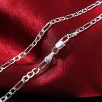 Noble nouvelle arrivée 925 argent 4MM chaîne pour hommes femmes Bracelet collier ensemble de bijoux dame cadeaux de noël breloques de mariage 3