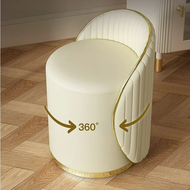 Luxury Dressing Stool Small Unit Simple Household Bedroom Round Bench Nordic Internet Red Seatable Backrest Chair Makeup Stool