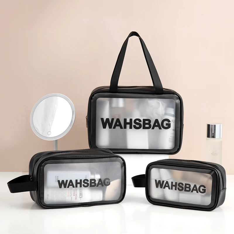 Borsa per il trucco di grande capacità borsa da toilette da viaggio impermeabile in PVC trasparente borsa da toilette per cosmetici borsa da viaggio