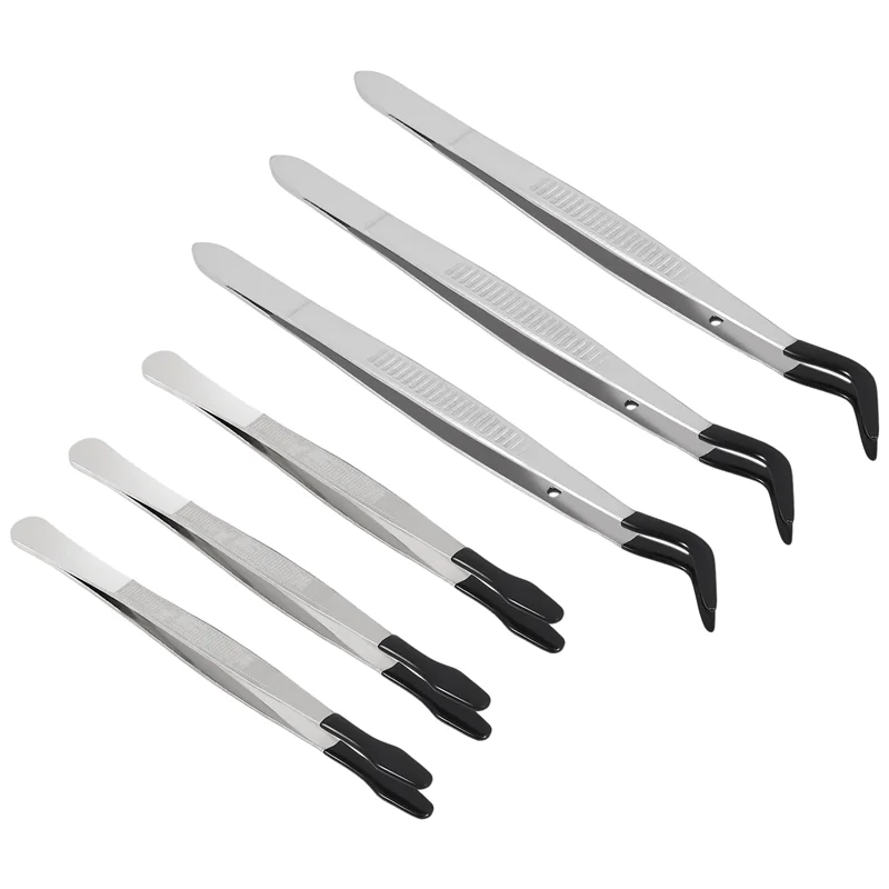 A84Z-6 pezzi di pinzette con punta in gomma pinzette di precisione in silicone PVC laboratorio industriale hobby artigianale pinzette strumento