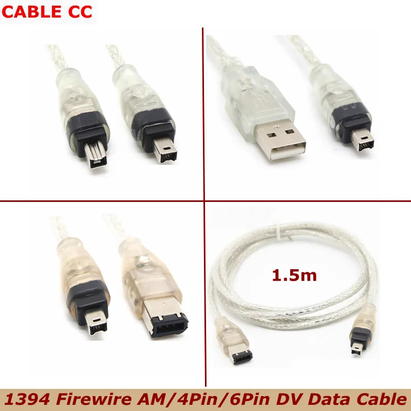 1.5m For 1394 Firewire USB to 4P 6P to 1394 Data Cable IEEE 1394 Connection Cable For Camcorder DV Acquisition Card Accessories