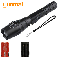 Led Flashlight Zoomable Aluminum 8000 Lumen 2* 18650 Rechargeable Battery Torch Waterproof Outdoor for Camping Lantern