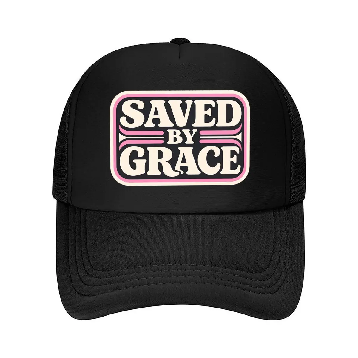 Saved By Grace Christian Faith Lettering Mesh Baseball Cap Hip Hop