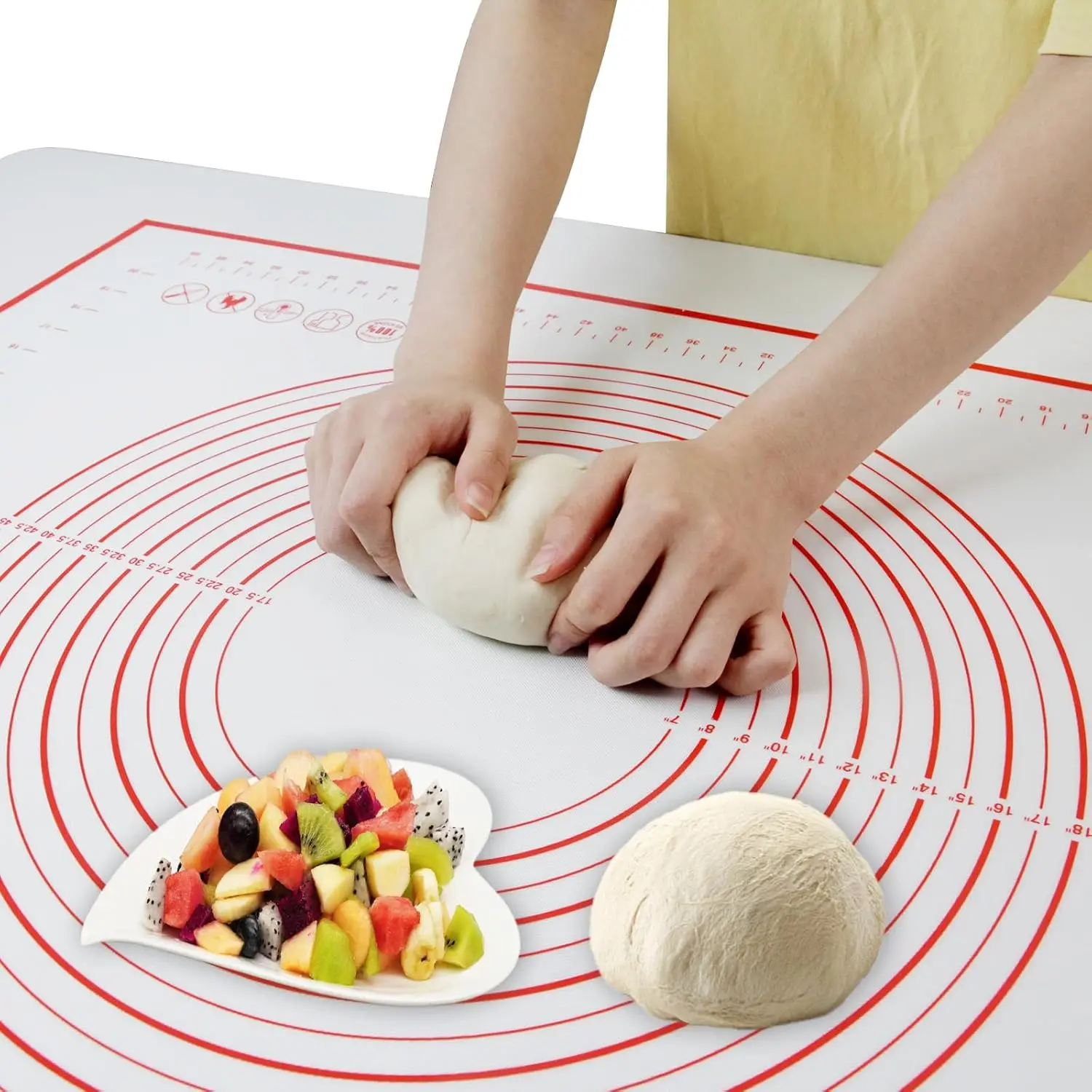

Silicone Baking Mat 32x24" Red for Rolling Dough Kneading Sourdough Bread Baking Supplies with Non-Slip Surface
