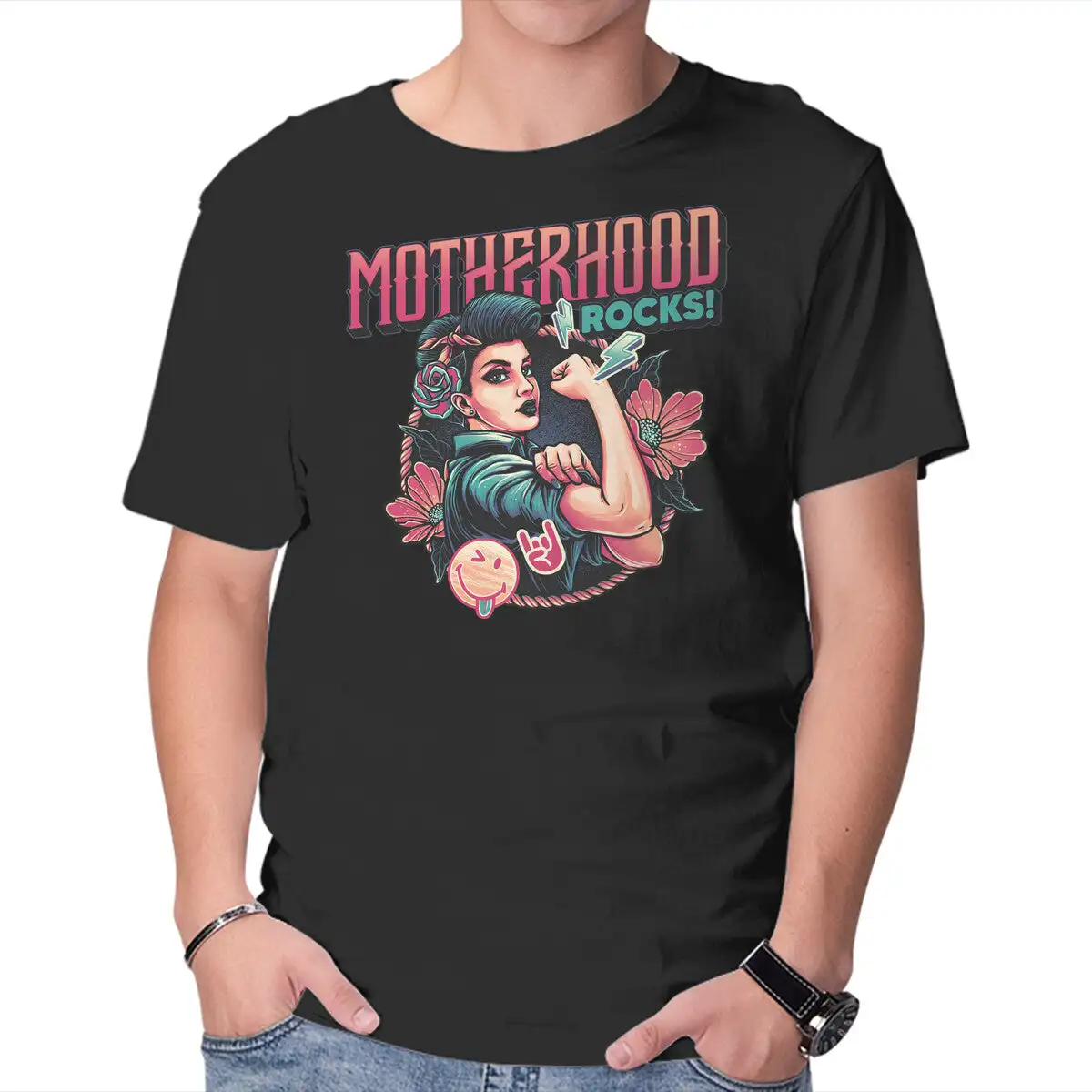 Motherhood Rocks Anime Graphic T-shirts For Men Clothing Women Short Sleeve Tees Vintage High Quality 100%Cotton