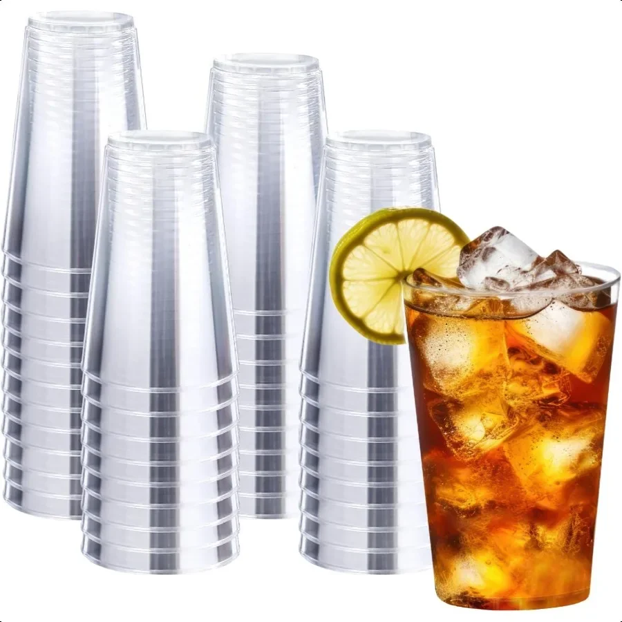 

100 Pack 12 oz Clear Plastic Cups Clear Plastic Cups Fancy Clear Plastic Cocktail Cups for Wedding Thanksgiving Christmas Part