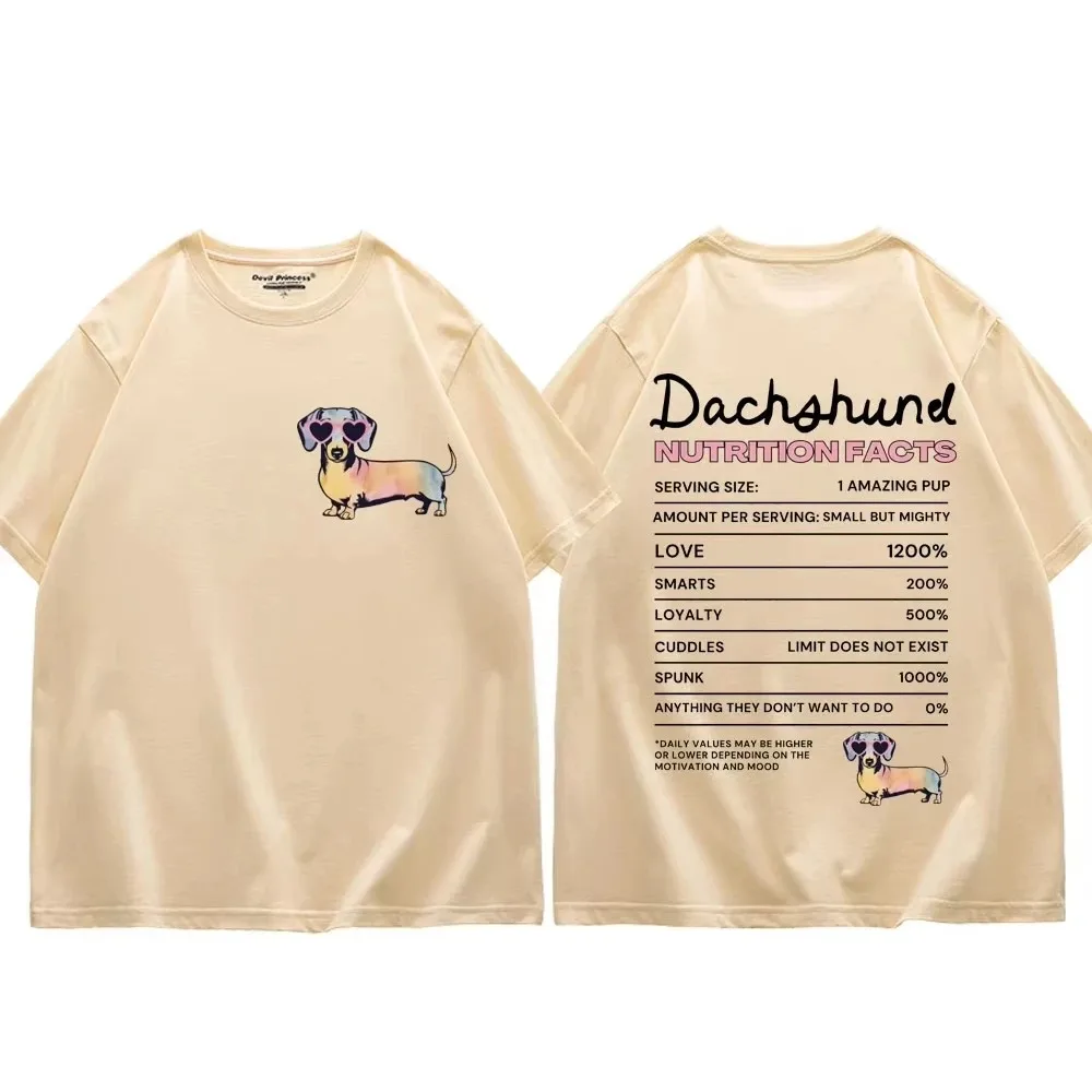 

Факты питания таксы, забавная футболка для любителей собак, модная одежда высокого качества Y2k, футболка для мужчин и женщин, повседневная футболка большого размера