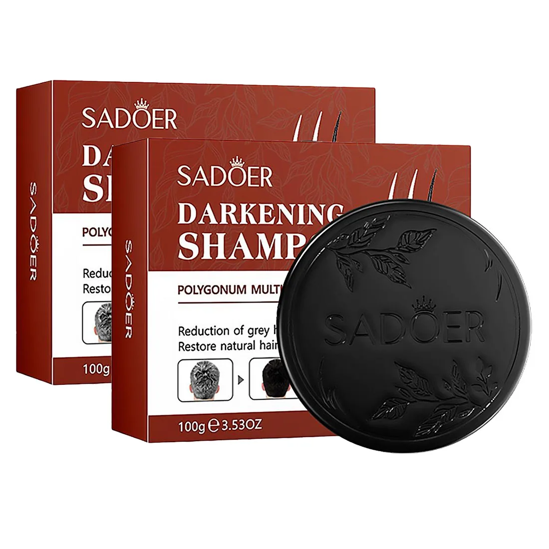 1/2 Stück Schwarze Seife zur Grauhaarabdeckung, Natürliche Polygonum Schwarze Haarseife für Haarverdunklung und Stärkung, Erfrischend