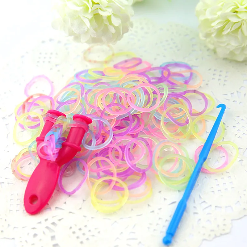 High Quality  Bright Color Children Diy Handmade Rubber Band Knitting Toys Colorful Bracelet Weaving Diy Loom Bands 600pcs /bag