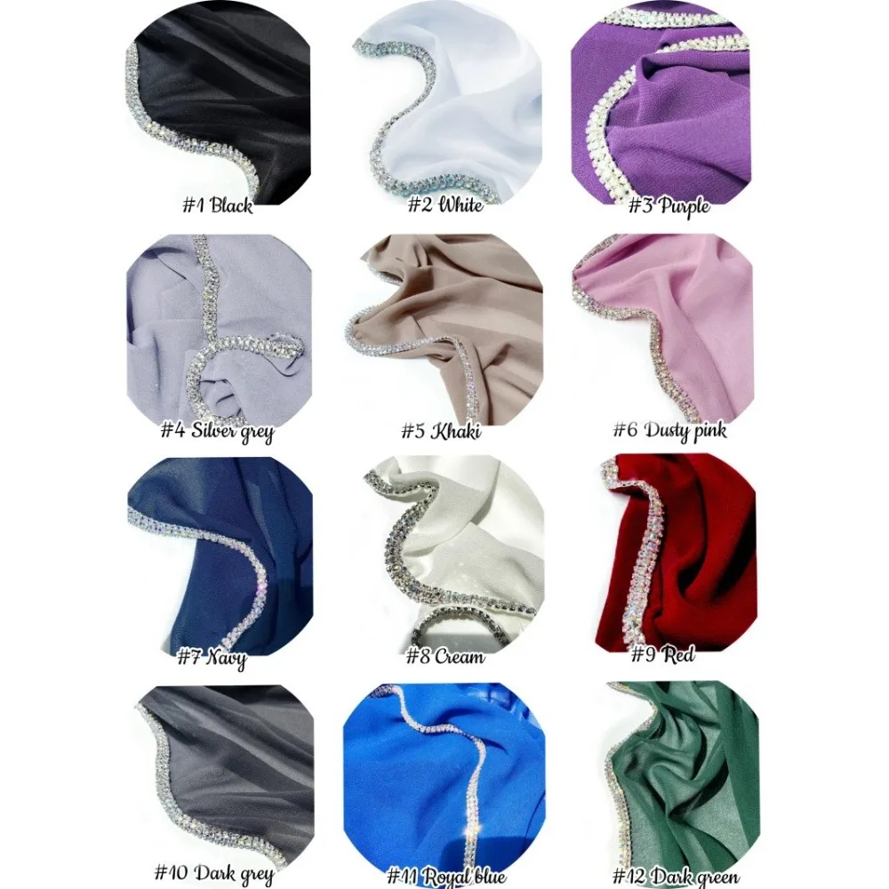 Новый дизайн, яркий бриллиантовый малайский хиджаб, шифоновый мусульманский модный головной платок, однотонный головной платок для женщин и девочек