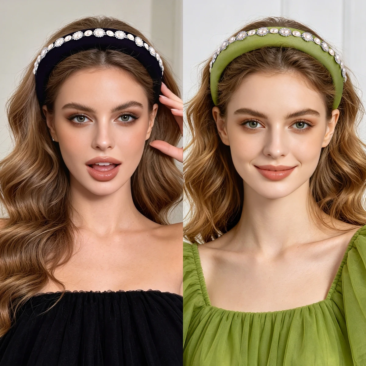 サテン生地スポンジヘッドバンド、洗顔用のボリュームアップパッド入りヘアフープ、女性用ファッションデイリーヘアアクセサリー-sa144