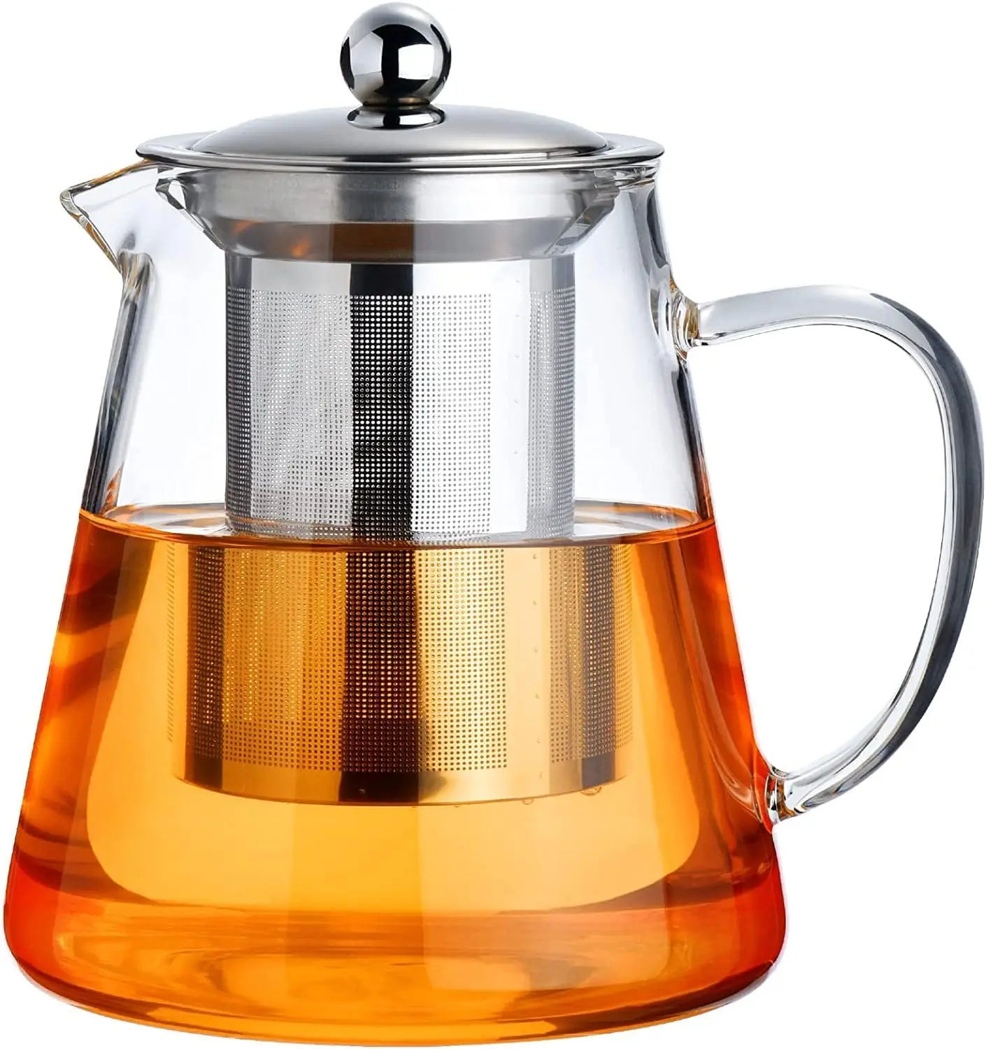 

Glass Teapot Stovetop 32 OZ, Borosilicate Clear Tea Kettle with Removable Stainless Steel Infuser, Blooming & Loose Leaf Tea Maker for Camping Travel (950ML)