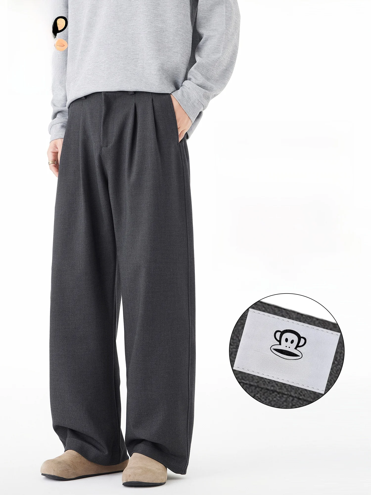 

Мужские повседневные брюки Paul Frank в стиле ретро, свободные, универсальные, с драпировкой, удобные, из полиэфирного волокна, с широкими штанинами, весна