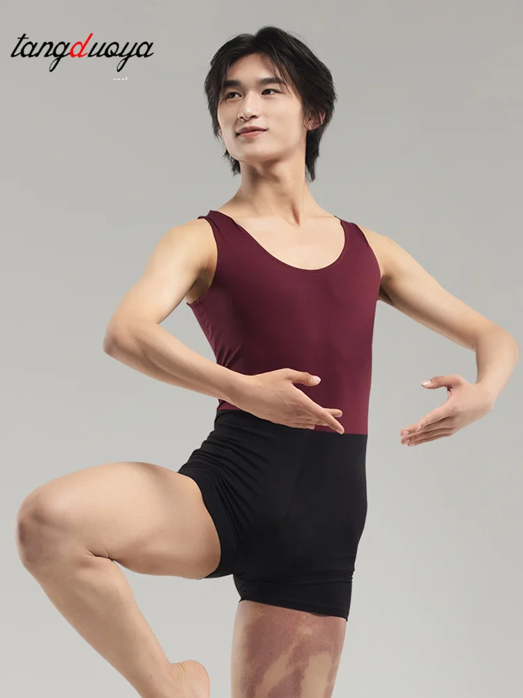 

Мужской купальник с короткими рукавами и глубоким круглым вырезом, цельный боди, эластичная танцевальная одежда, спортивные трусы из нейлоновой ткани для йоги I-vest