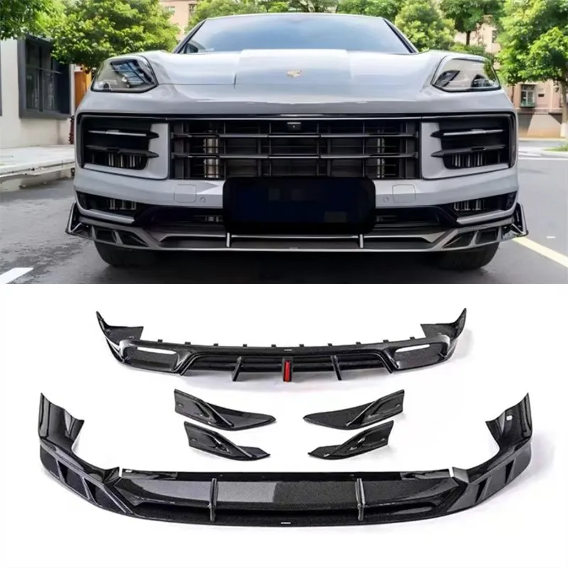 

For Porsche Cayenne 18+ ReaI Carbon Fiber Bumper Front Lip Rear Diffuser Back Car Accessories Body Spoiler Kit